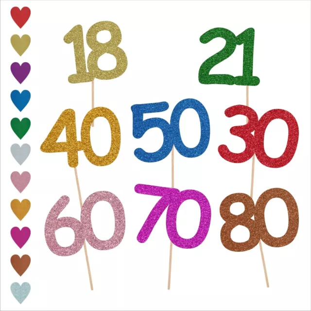 ANY AGE Birthday Cake Topper Large Number Decoration Glitter 18 21st 30 50 60th