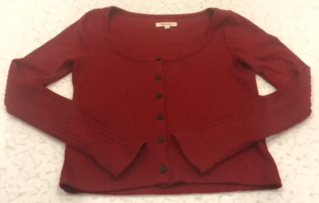 Madewell Womens Cardigan Sweater Size S Ribbed Knit Button-Up Long Sleeve