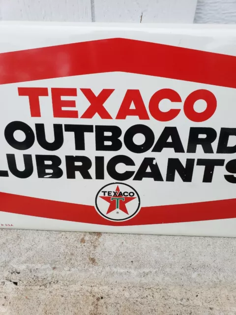 Vintage Texaco Sign Motor Oil Gas Outboard Lubricants Metal sign MINT 1966 NOS 3