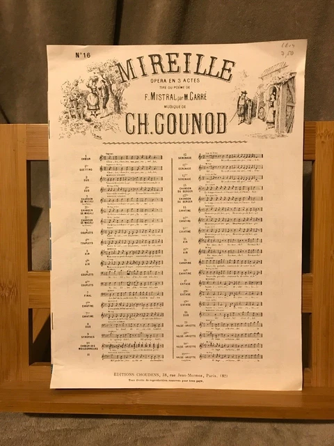Ch. Gounod Mireille partition chant piano n°16 Cavatine éditions Choudens