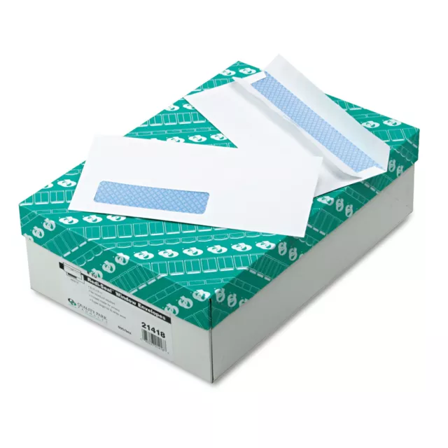 Quality Park Redi Seal Envelope Security #10 4 1/8 x 9 1/2 Window White 500/Box