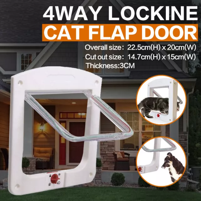 4 Way Locking Lockable Brushy Small Pet Dog Cat Transparent Flap Windows Door AU