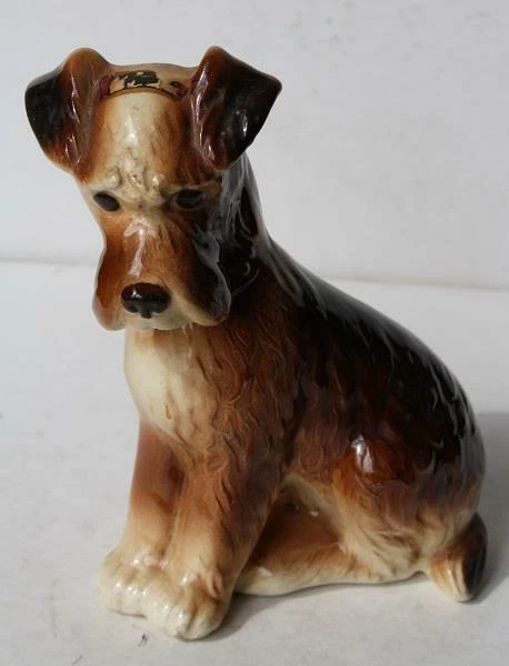Puppy Dog Figurine Souvenir Brown Larger Size Ceramic Porcelain Hand Painted VTG