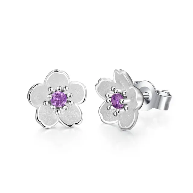 A Pair Silver Flower Crystal Earrings Women Ear Studs Party Jewelry Girls Gift