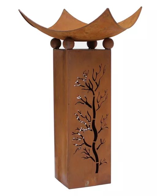 DESIGN BIRD bath feeder CUT OUT RUST NEW    beautiful! 70cm high bowl 42cm wide 3