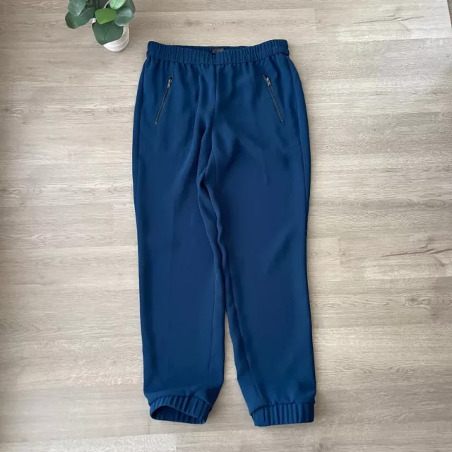 Women's J. CREW Blue Dressy Jogger Pants Size 2 Pull-On Elastic Waist EUC