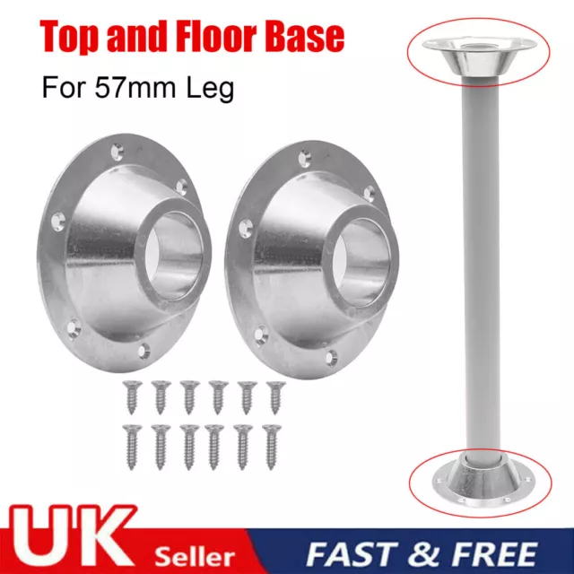 2x Island Table Top Floor Base Chrome for 57mm Leg Conversion Camper Horsebox UK