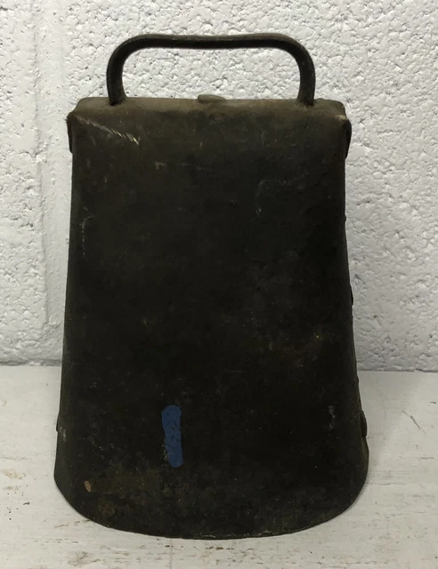 Antique Primitive Hand Forged Iron Cow Bell 5” With Clapper Farmhouse Decor