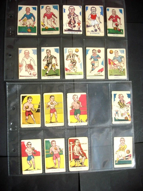 18 x A & J DONALDSON TRADE CARD'S - 1953 SPORTS FAVOURITES - FOOTBALL & BOXING.