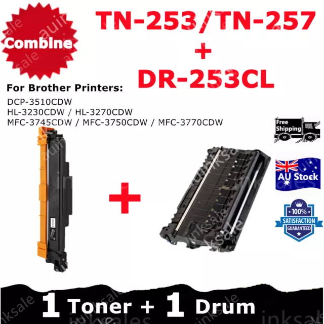 Comb Compatible 1X Toner TN-253 / TN-257 + 1X Drum DR-253CL DR253 For Brother