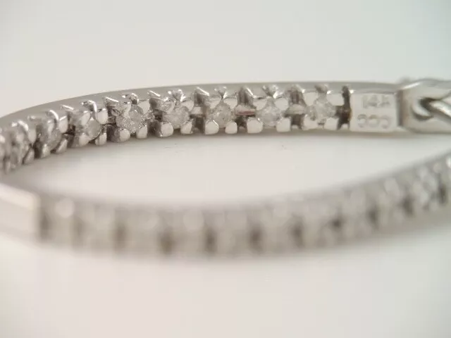 Vintage 14K White Gold Designer Ccc Inside Out Diamond Oval Hoop Earrings