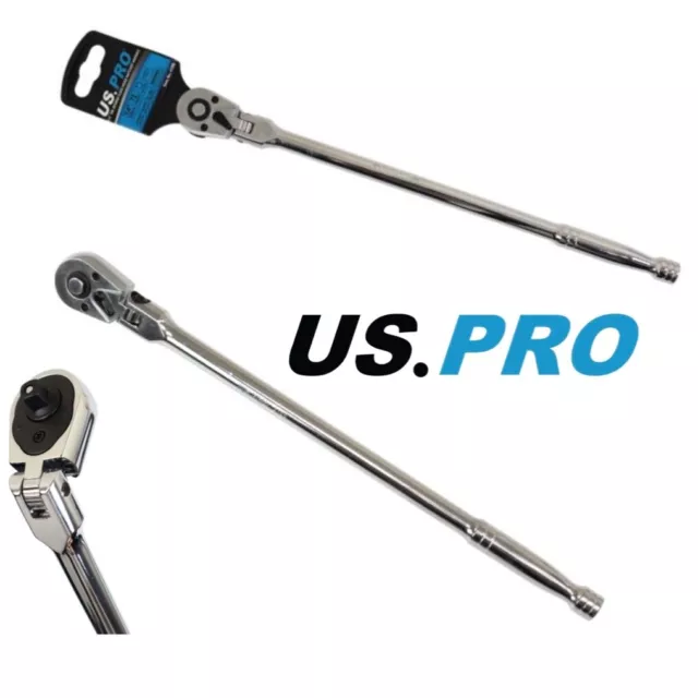 US PRO 1/4" Drive RATCHET HANDLE EXTRA Long 305mm Flexible Head Q/R REVERSE 4199