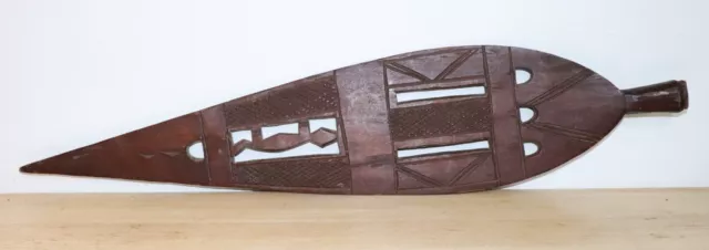 Vintage West African carved wooden ceremonial paddle head