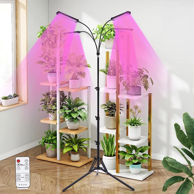 NUZAMAS Lampada LED Per Piante 20W - 2 Tubi Con 60 LED, 5 Livelli Di Luminosità, Timer 3/9/12H, Spettro Rosso/Blu, Alimentazione USB, Ideale Per Interni - 5