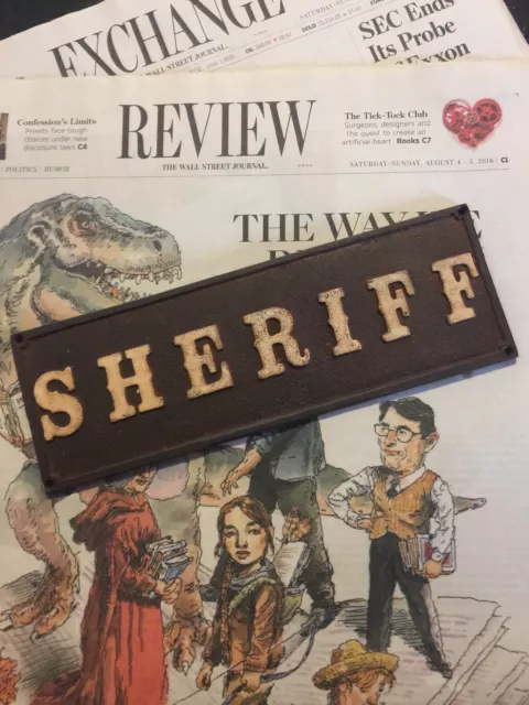Sheriffs Office Sign Metal Plaque 1/4” Thick Wyatt Earp Patina Cast Iron GIFT