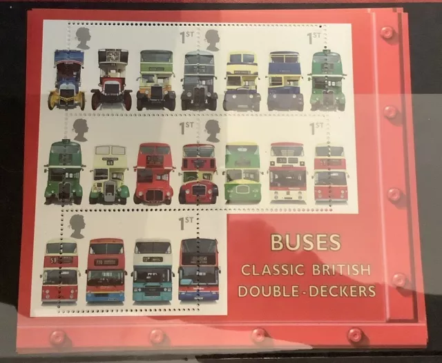 Royal Mail GB QEII Buses Classic British Double Deckers Minisheet MNH FV £6.25