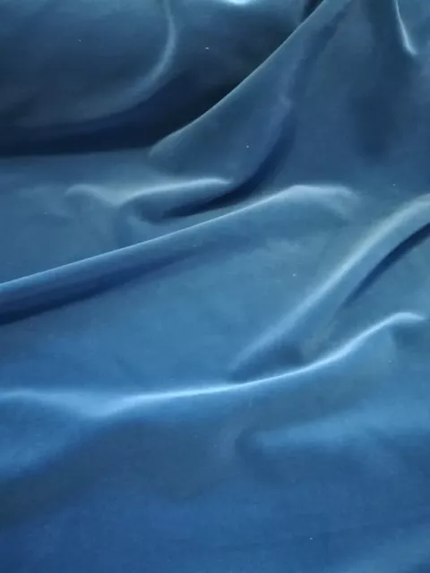AZURE BLUE Cotton Velvet  140 x 80 cm Remnant UPHOLSTERY fabric piece