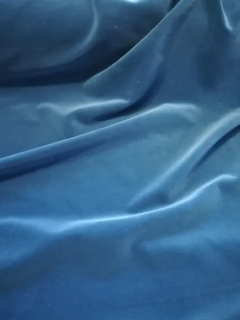 AZURE BLUE Cotton Velvet  140 x 90 cm Remnant UPHOLSTERY fabric piece