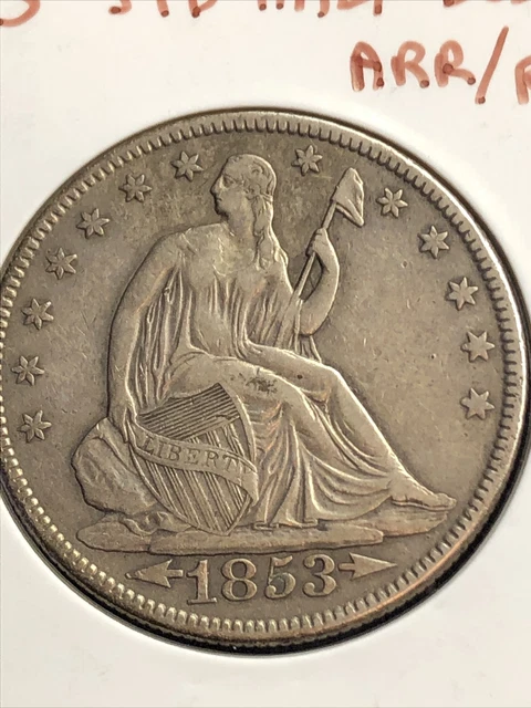 1853 seated liberty half dollar arrows rays