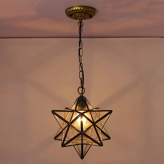 Moravian Star Glass Pendant Chandelier Light Modern Ceiling Fixture Lamp