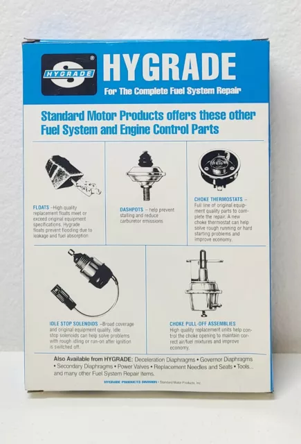 Carburetor Rebuild Repair Kit Hygrade 586 Standard Motor Products NEW 3