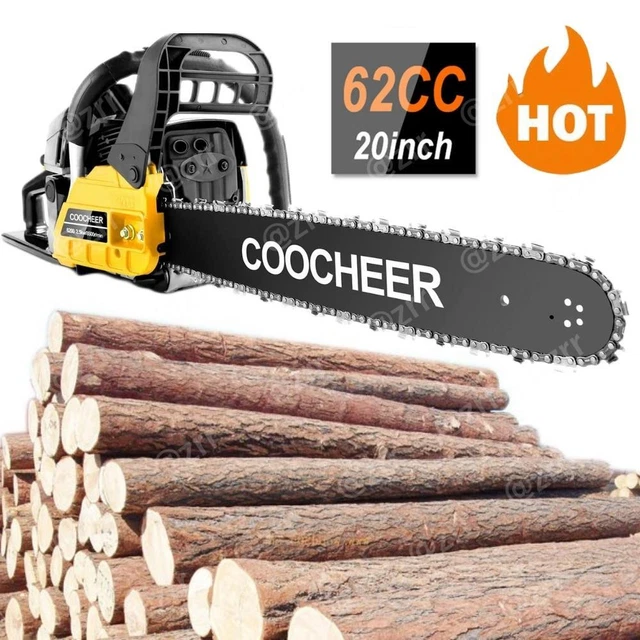 GAS CHAINSAW 62CC 2Stroke 2Chains 20'' Gas Chainsaw 3.5HP Easy Start