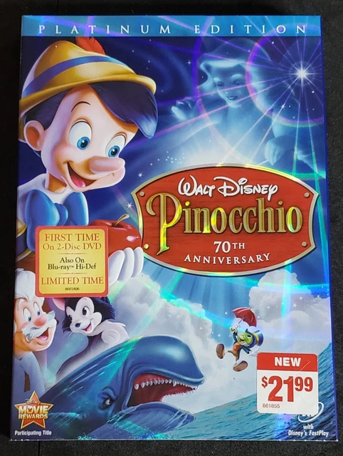 Walt Disney Pinocchio 70th ANNIVERSARY PLATINUM EDITION DVD (2009)
