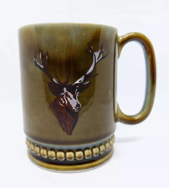 Vintage Wade Irish Porcelain 12-Oz Mug Deer Buck Brown Blue Green