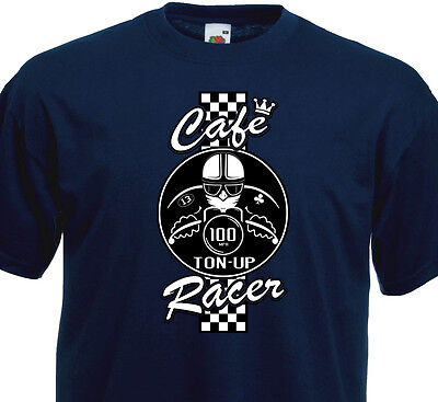 T-shirt CAFE RACER Vintage Motorcycle Ton-Up Biker Custom Kustom Moto Retro 60's