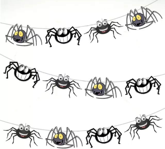 Happy Spiders Halloween Bunting Party Decorations - 12pcs 2.5M Ribbon