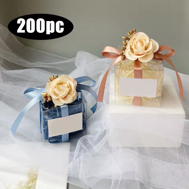 100x Clear Transparent Plastic Wedding Favor Boxes With 