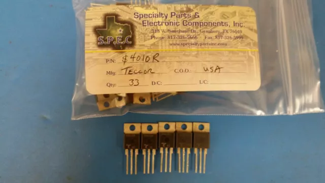 (10 PCS) S4010R TECCOR Thyristor SCR 400V 10A 3-Pin(3+Tab) TO-220AB Non-Isolated