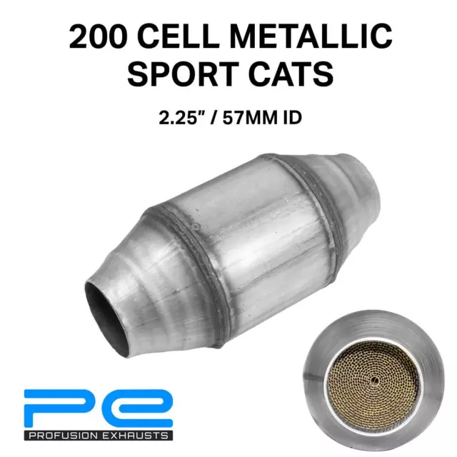 2.25" 57mm PFC Universal High Flow Metallic Euro 4 Sports Cat 200 Cell 450HP