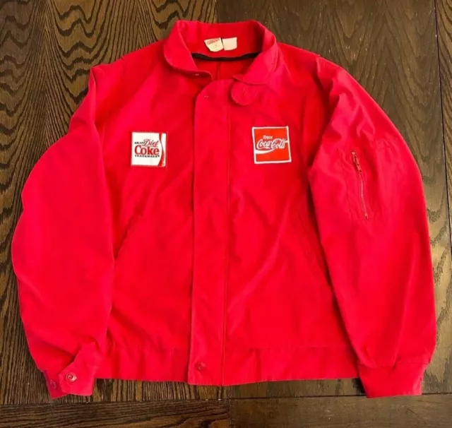 🔥🚨Vintage Coke Coca Cola Red Delivery Workers Jacket Red 42/44 Long Lrg Rare