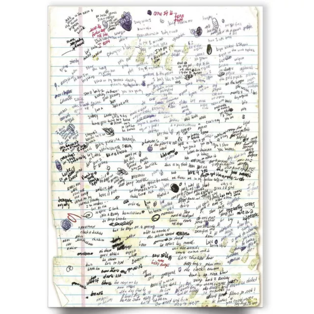 Eminem Slim Shady Rapper Goat Music Lose Yourself Handwritten Lyrics Poster