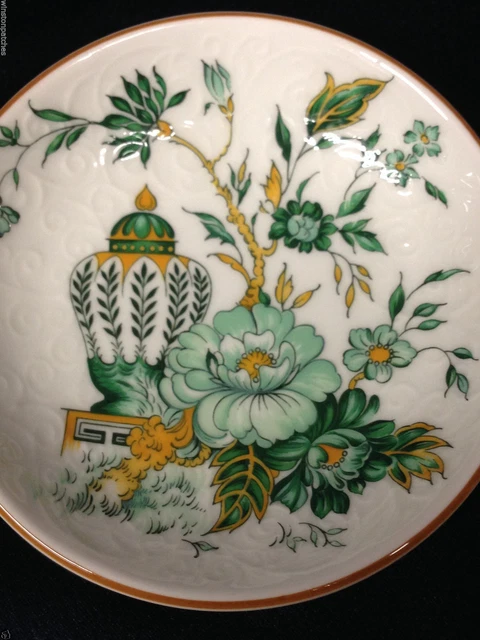 Krone Staffordshire Kowloon Butter Pat 3 5/8" Grüne Blumen & Urne 3