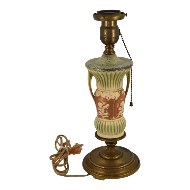 ROSEVILLE DONATELLO 1916 Vintage Art Pottery Brown Green Ceramic Vase