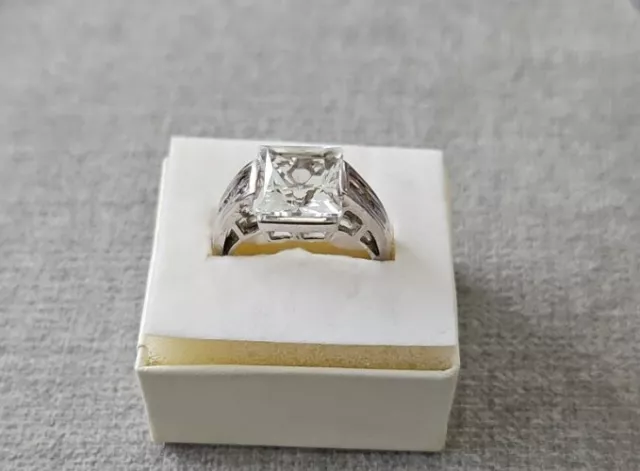 Nwt Chuck Clemency Sts Sterling Silver Large Square Set Cz Engagement Ring-Sz 8