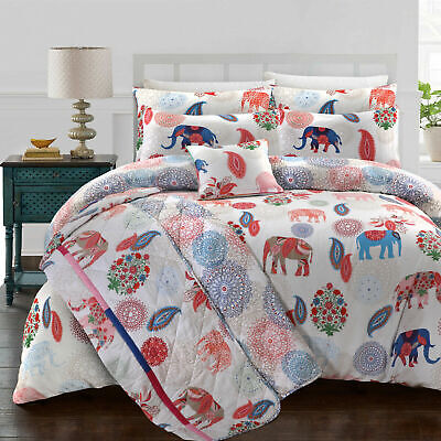Nimsay Elephant Mandala Paisley 100% Cotton Duvet Cover Pillowcase Bedding Set