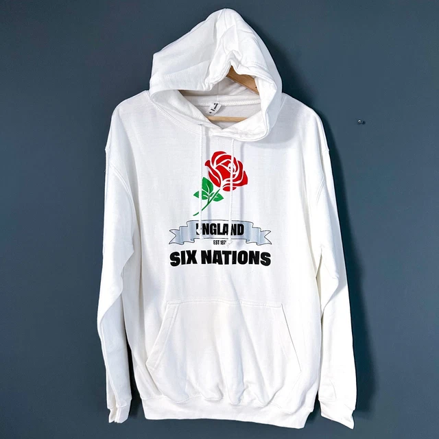 New Mens England Rugby Six 6 Nations Hoodie Sweatshirt Jumper Size Medium