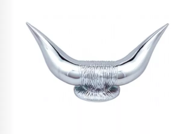 Bull Horns Hood Ornament for Flat Surface Chrome 2 Stud (each)