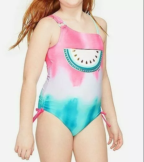 JUSTICE GIRLS WATERMELON Tie Dye Color Change One Piece Swimsuit