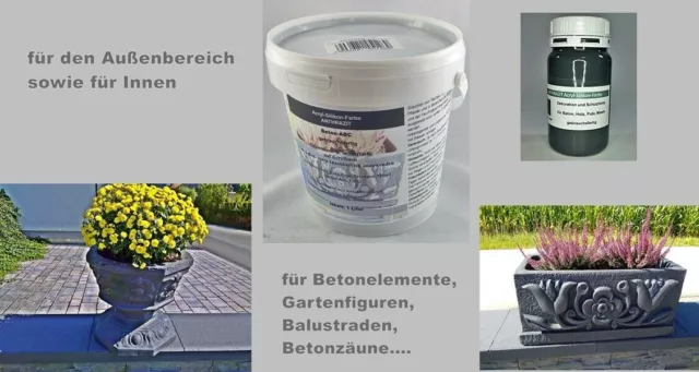 Anthrazit Acrylsilikon Farbe für Beton, Putz, Gips, Pflaster, Terrasse (15,80/L)