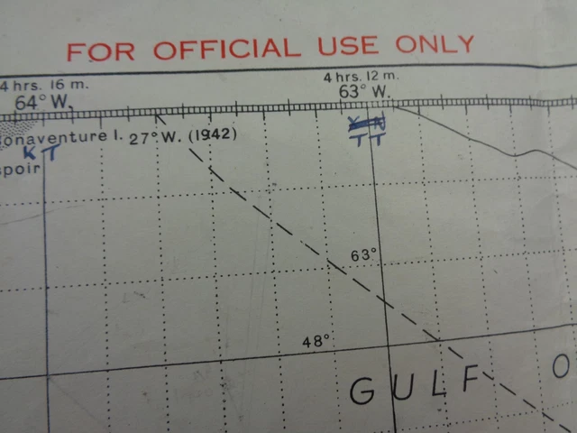 ORIGINAL WW2 RAF / RCAF PLOTTING MAP of NOVA SCOTIA (FOR OFFICIAL USE ...