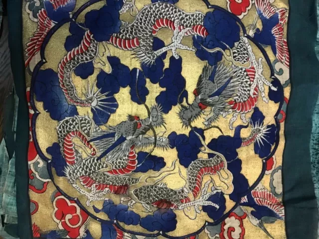 Stunning NOS cushion covers with Dragon design 19th  century JJ52