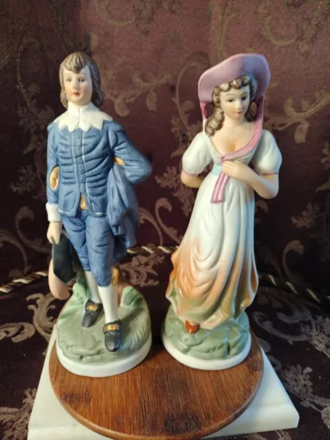 Vintage Lefton bisque figurines "Blue boy and Pinky"