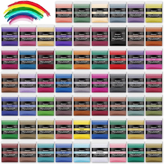 60 colores polvo de mica pigmento natural grado cosmético resina epoxi y más