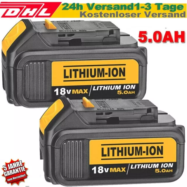 2X Für DeWalt DCB184 Akku 18V 5,0 Ah XR Li-Ion Ersatzakku DCB182 DCB180 DCB206