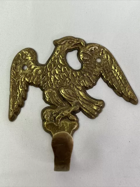 Vintage Brass 4" x 4" Eagle Wall Mount Coat Towel Hat Hook Original Condition