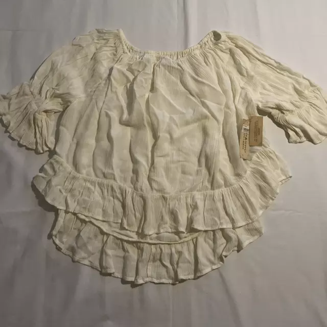 Denim & Supply Ralph Lauren Women's Ivory Off Shoulder Ruffled Hem Blouse Small 2